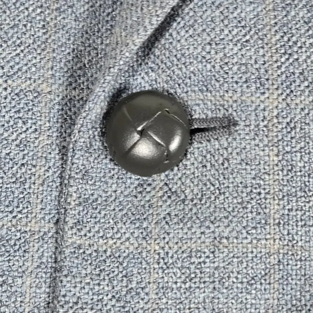 Friend Italy‎ Collection For Man Wool Linen Blend Blazer Jacket Blue Plaid 50S